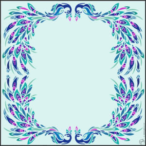 Peacock Design Mah Jongg mat- Light Blue